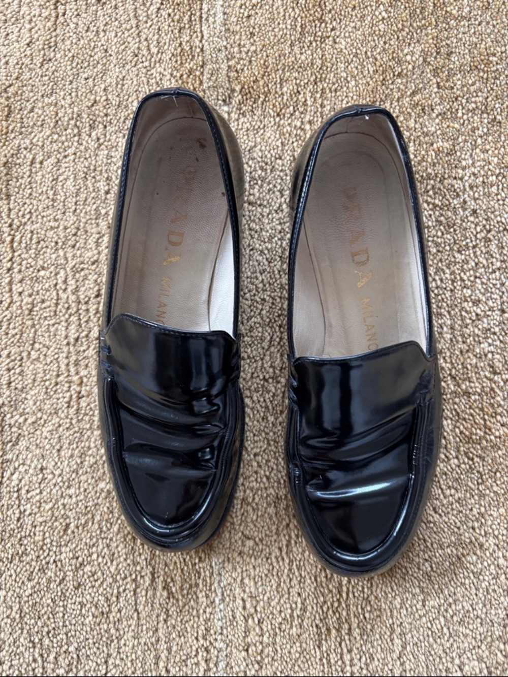 Prada Glossy Black Patent Leather Loafers
